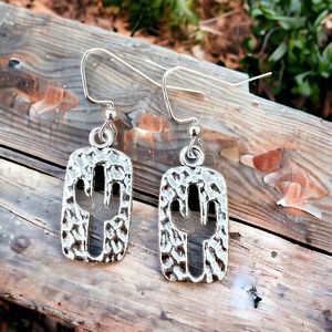 Cactus Charm Earrings Hammered Silver Desert Southwest